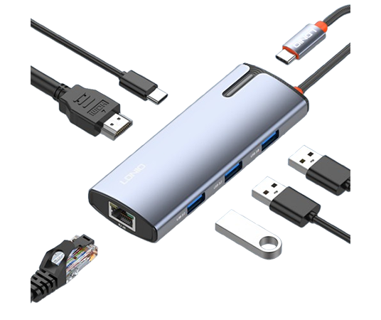 LDNIO DS-16H 6-in-1 USB-C Docking Station with 4K HDMI & 100W PD Charging